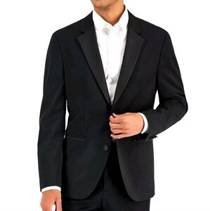 Hugo Boss Mens Blazer Size 44 Regular Black Tuxedo Jacket Wool Modern Fit New